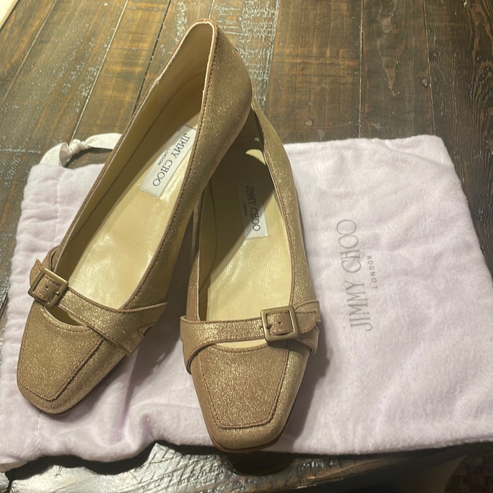 Jimmy Choo Gold Metallic Flats, sz. 39